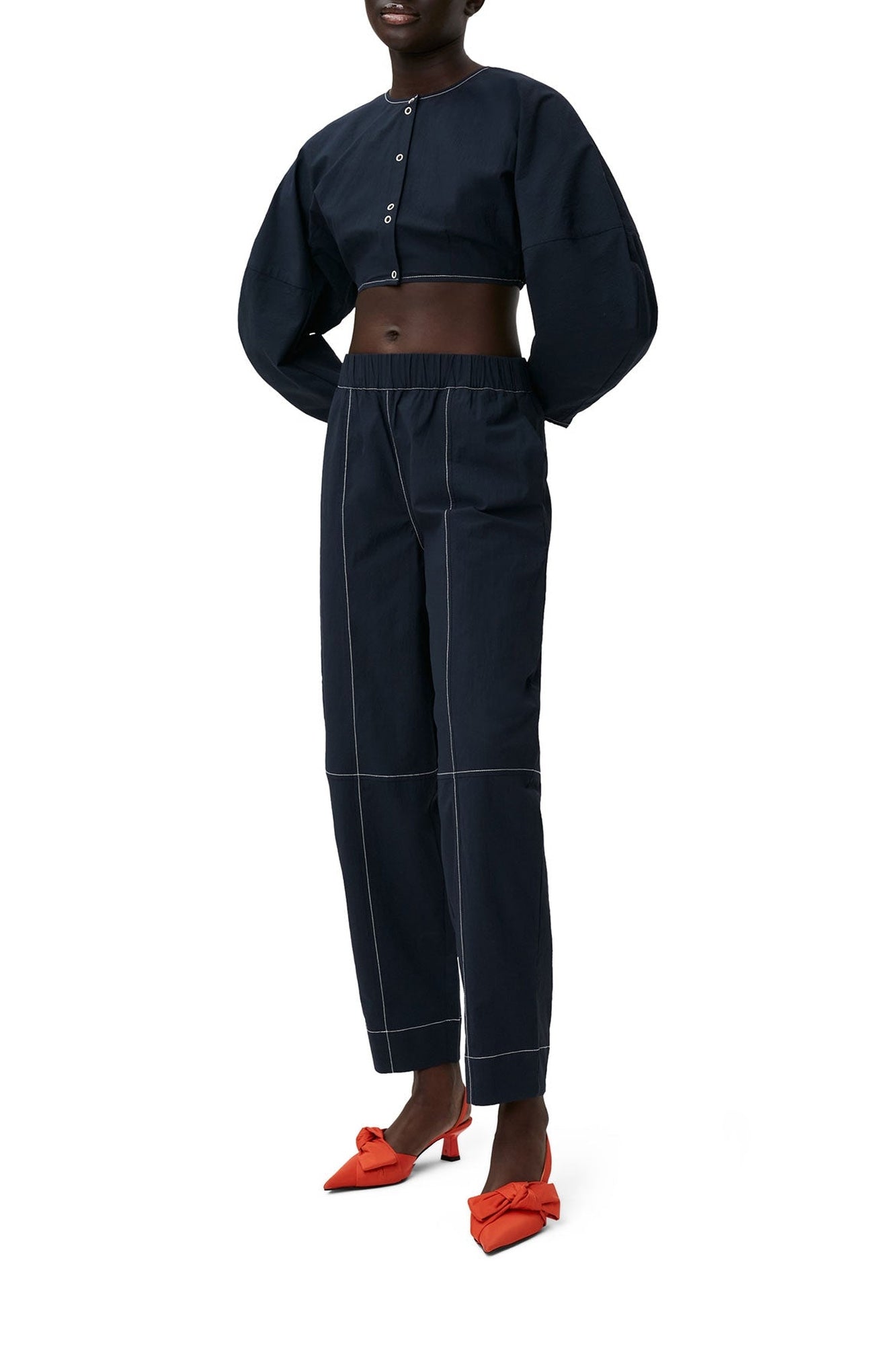 Pantalon élastiqué de coton en crêpe - Sky Captain