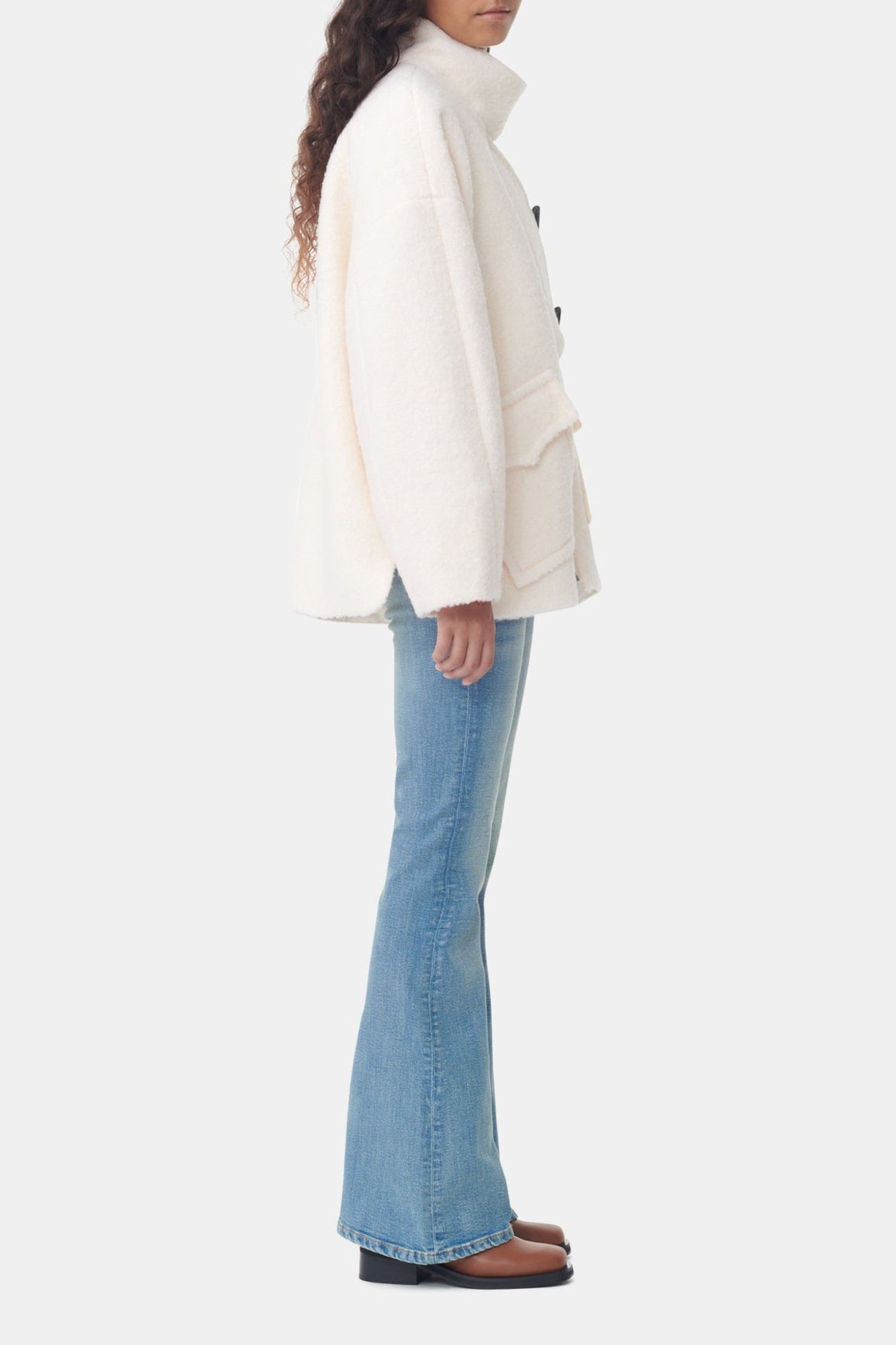 Veste bouclette en laine - Egret