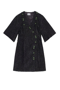 Robe courte scintillante en laine mélangée - Black