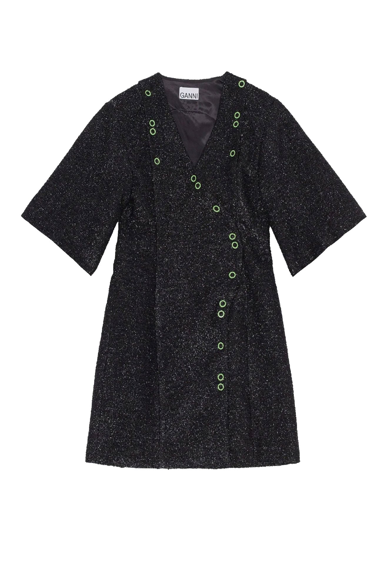 Robe courte scintillante en laine mélangée - Black