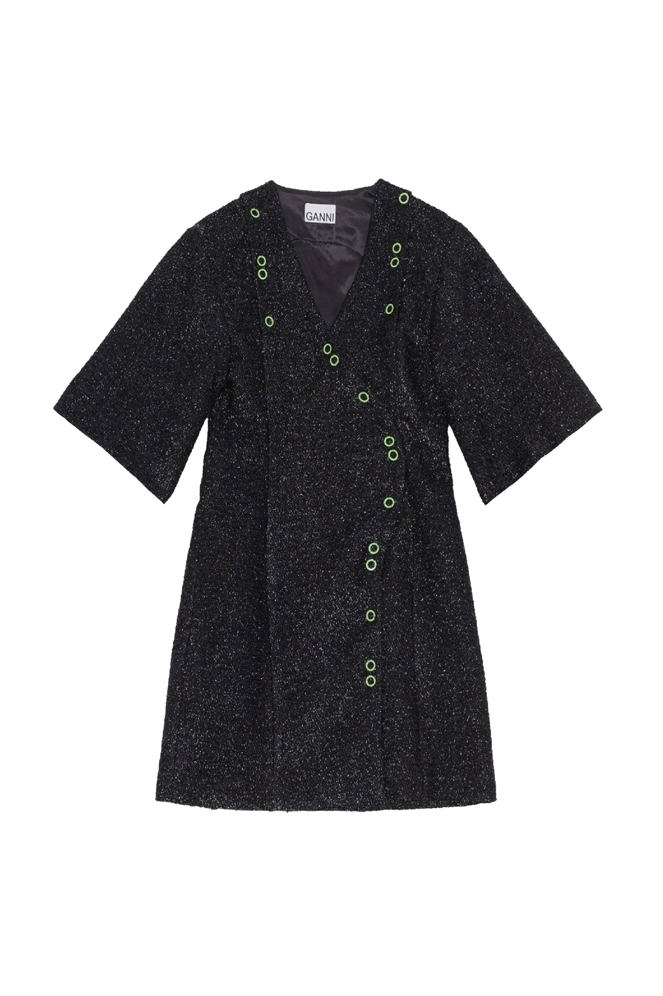 Sparkling short dress in wool blend - Black