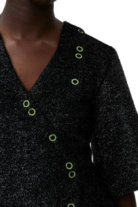 Robe courte scintillante en laine mélangée - Black