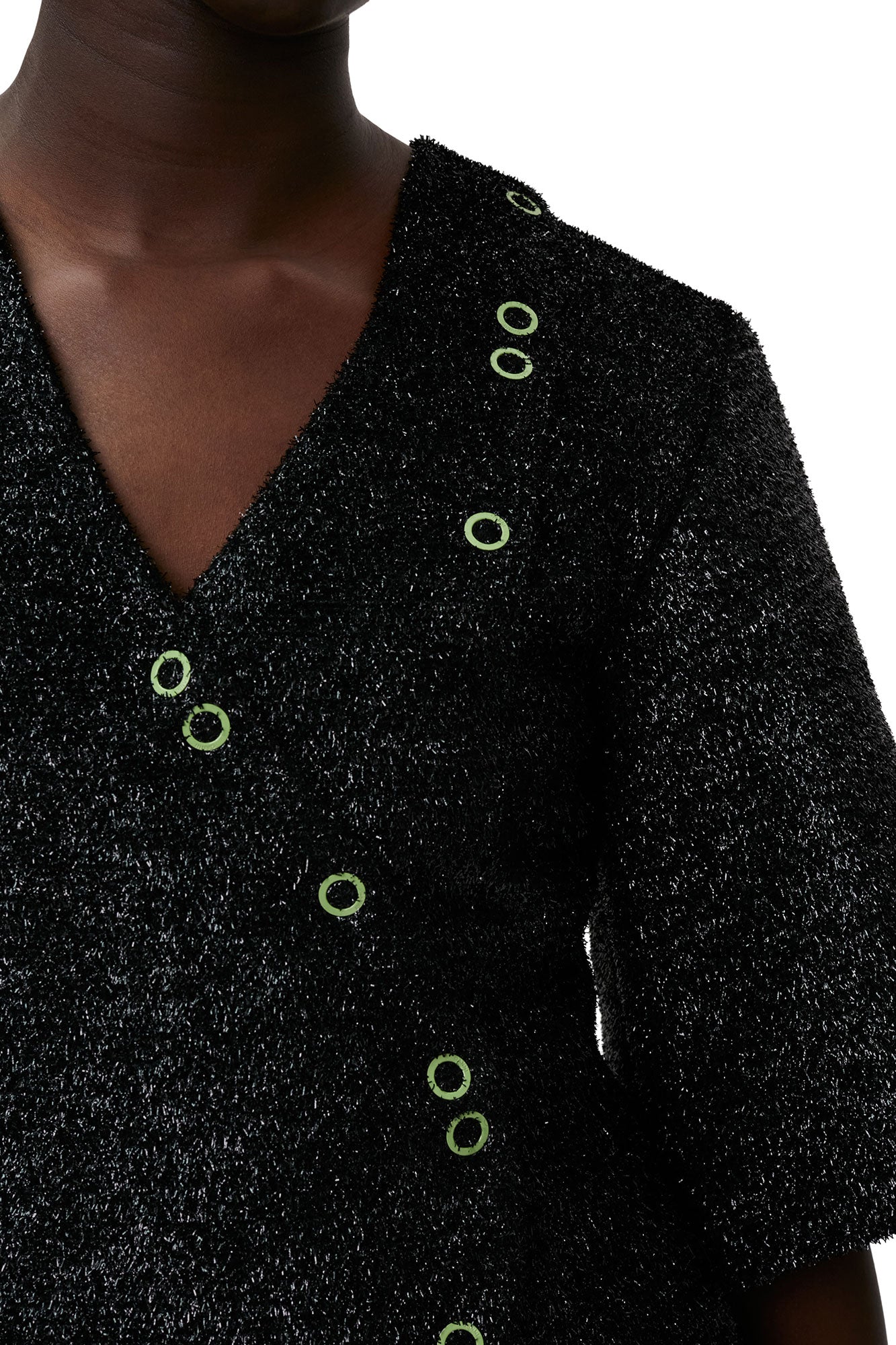 Robe courte scintillante en laine mélangée - Black