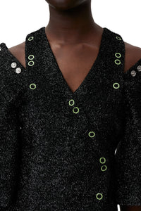Robe courte scintillante en laine mélangée - Black