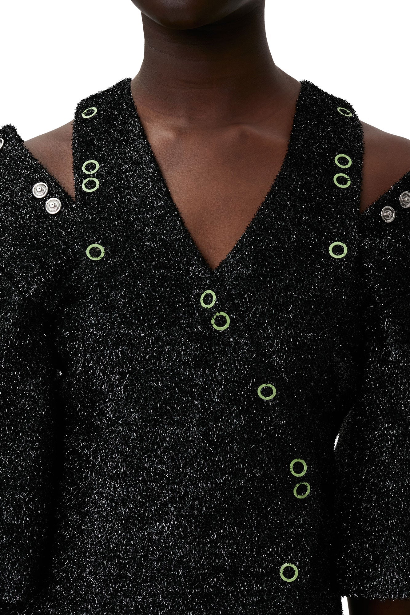 Robe courte scintillante en laine mélangée - Black