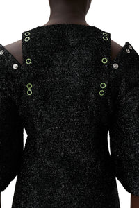 Robe courte scintillante en laine mélangée - Black