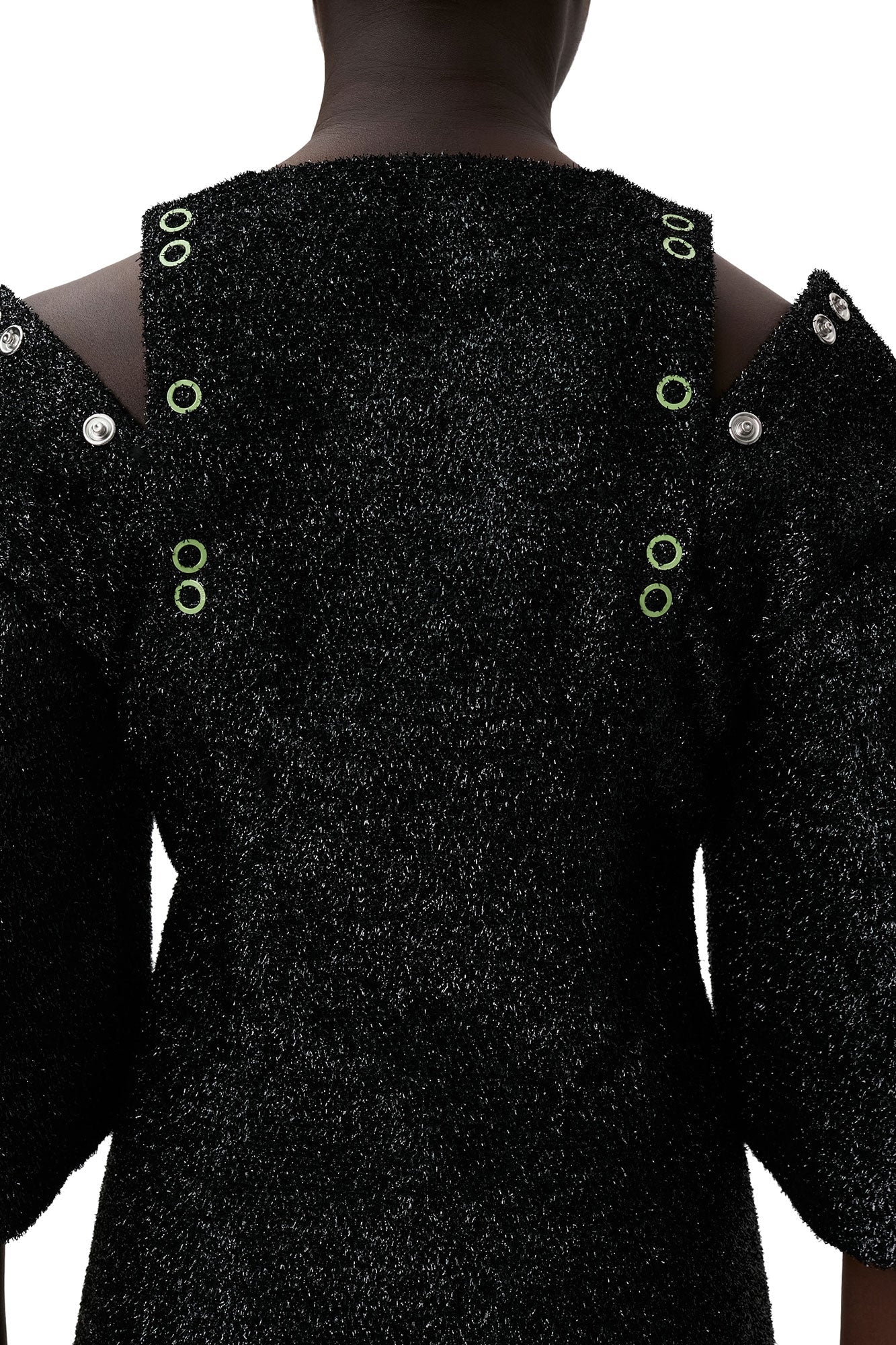 Robe courte scintillante en laine mélangée - Black