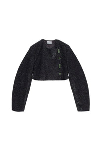 Blazer court Sparkle en laine mélangée - Black