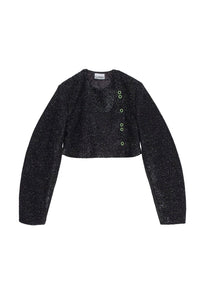 Sparkle wool blend cropped blazer - Black