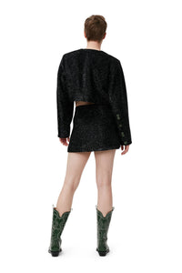 Blazer court Sparkle en laine mélangée - Black