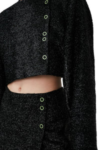 Blazer court Sparkle en laine mélangée - Black