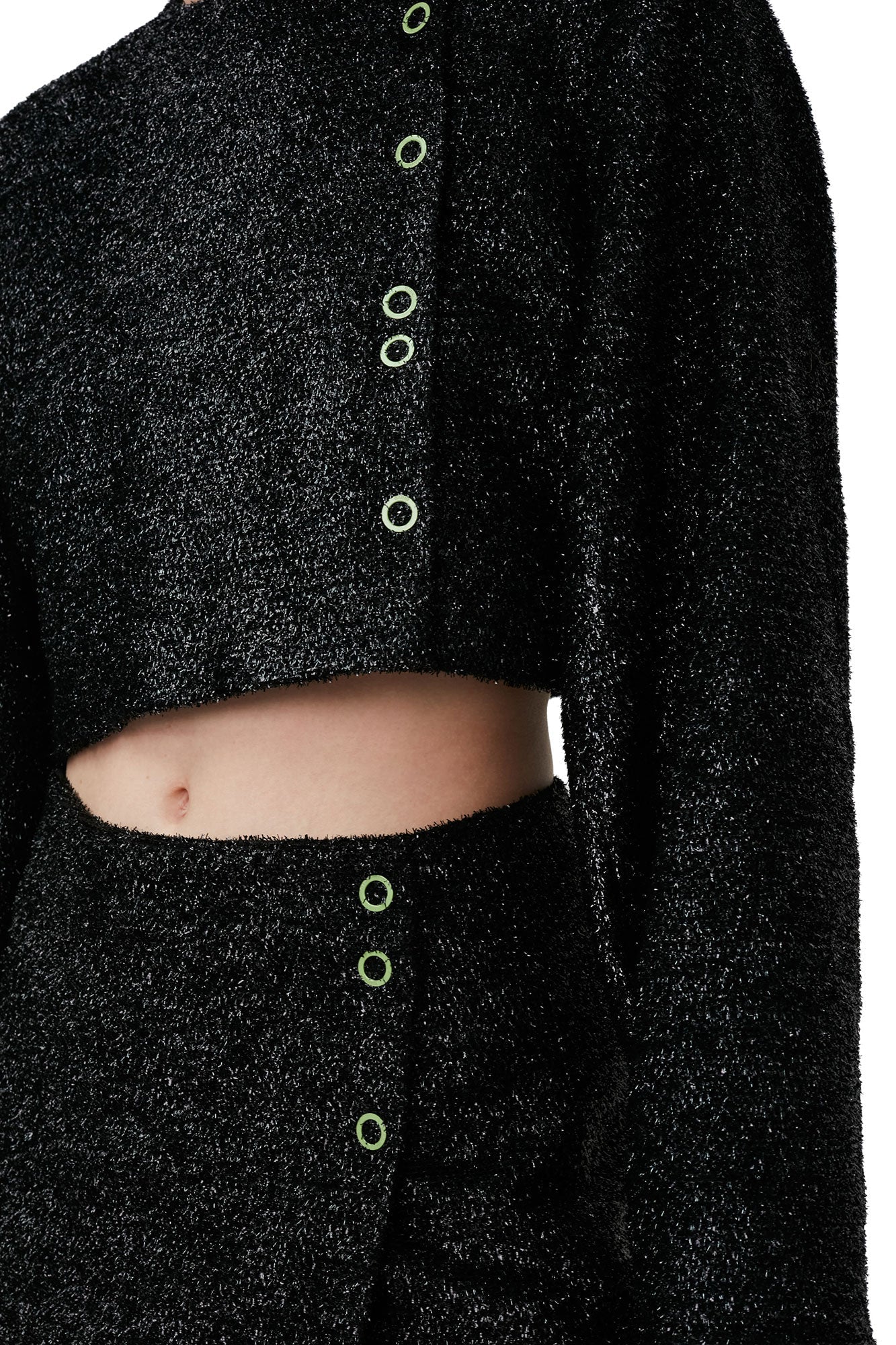 Blazer court Sparkle en laine mélangée - Black