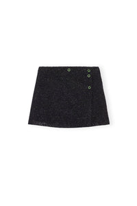 Jupe courte scintillante en laine mélangée - Black