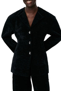 Blazer ajusté à boutons - Black