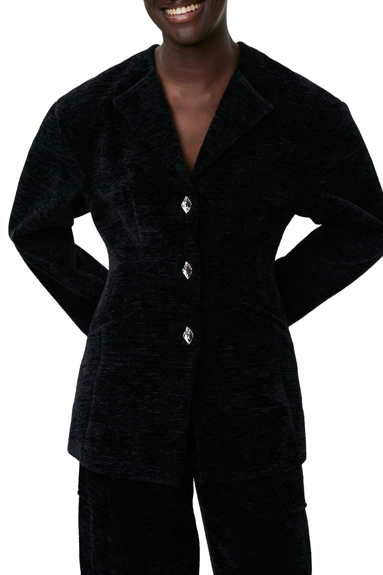 Blazer ajusté à boutons - Black