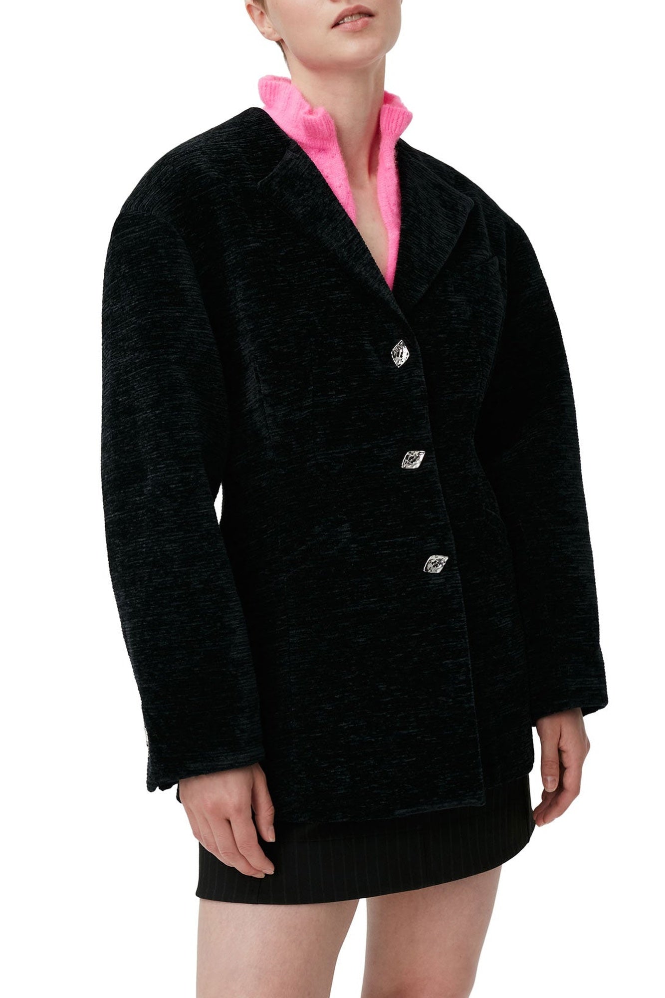 Blazer ajusté à boutons - Black