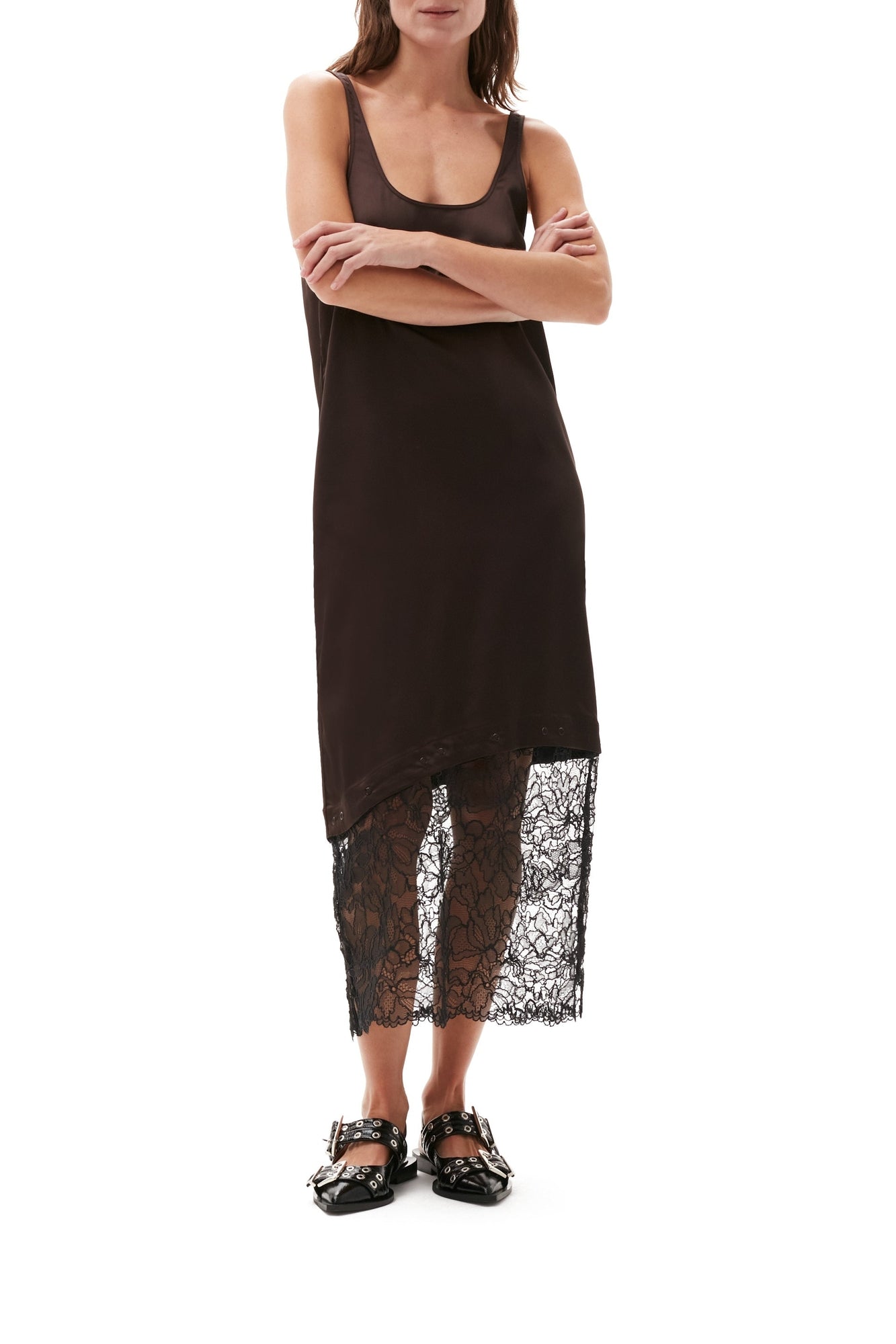 Robe midi à encolure en dentelle - Mole