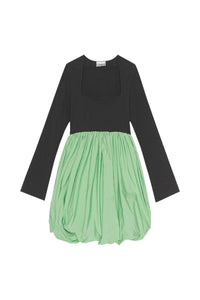 Short balloon dress in taffeta - Black