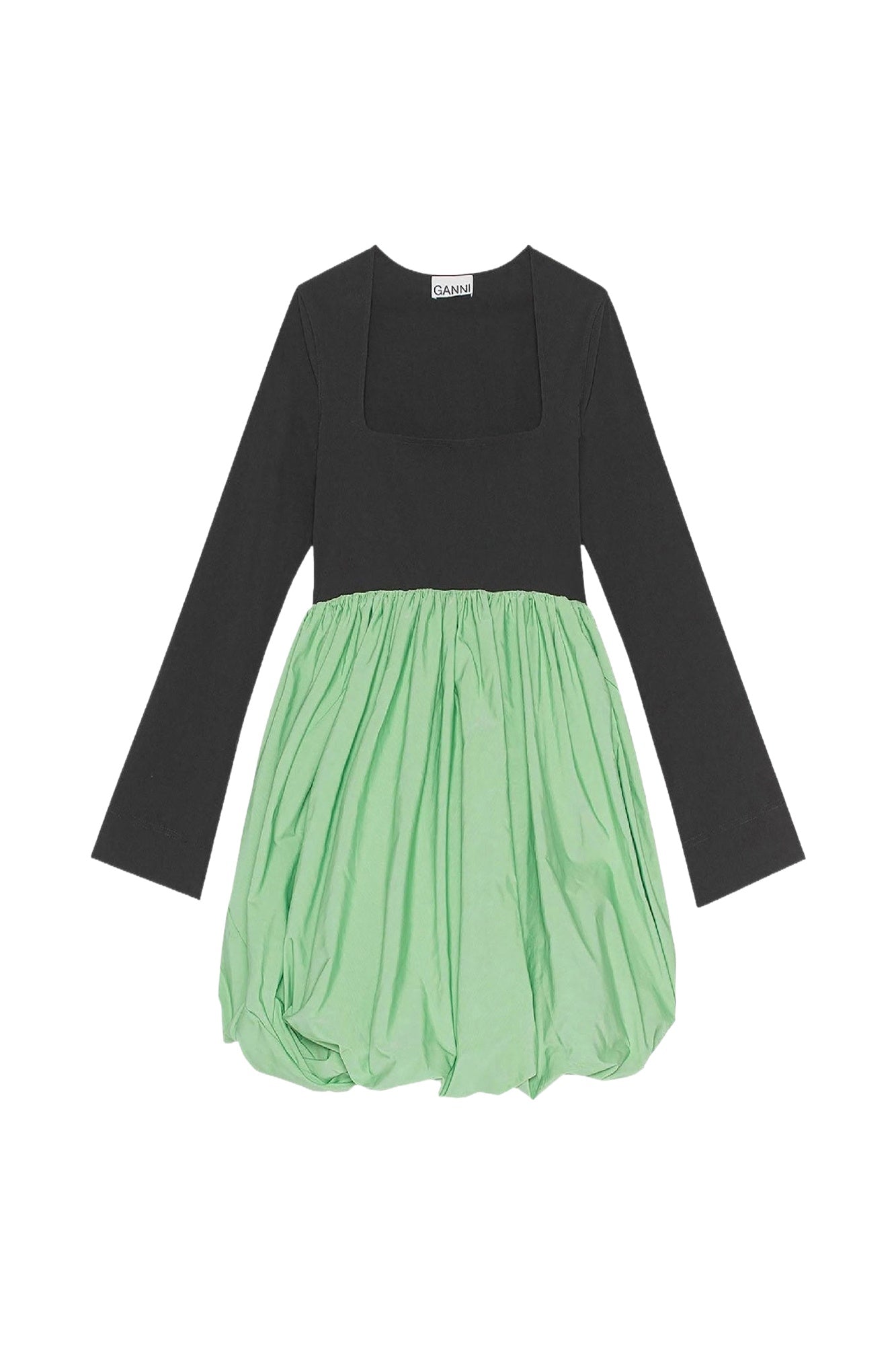 Short balloon dress in taffeta - Black