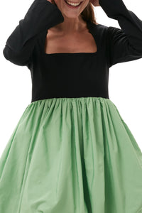 Short balloon dress in taffeta - Black