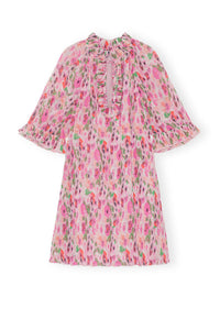 Robe courte à volants en georgette plissée - Sugar Plum