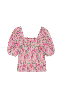 Blouse à manches bouffantes en georgette plissée - Sugar Plum