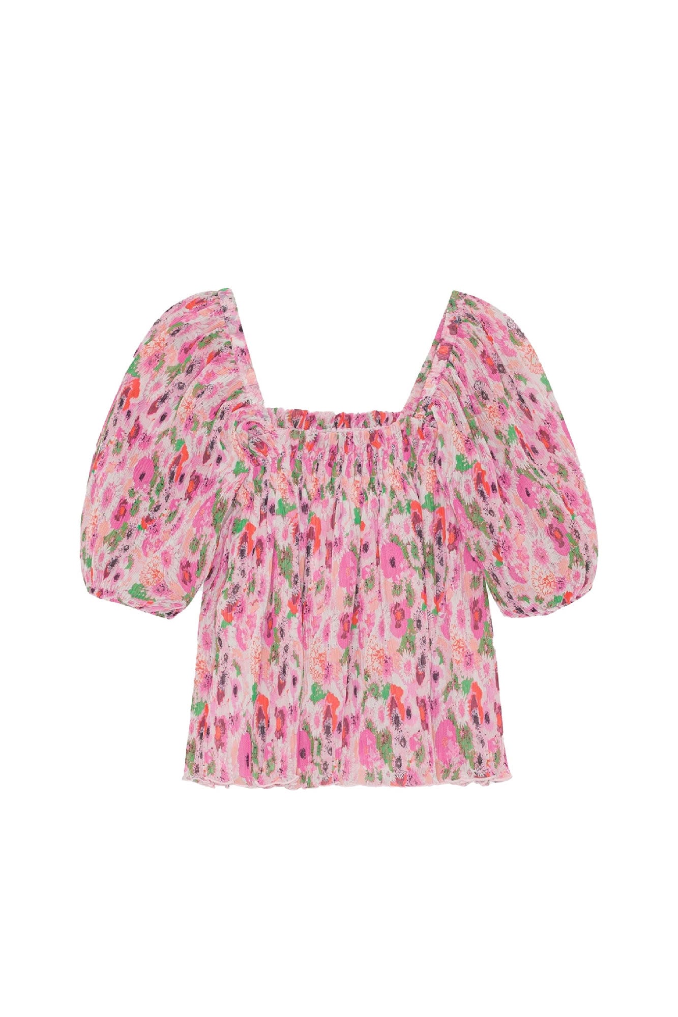Blouse à manches bouffantes en georgette plissée - Sugar Plum