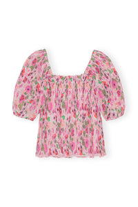 Blouse à manches bouffantes en georgette plissée - Sugar Plum