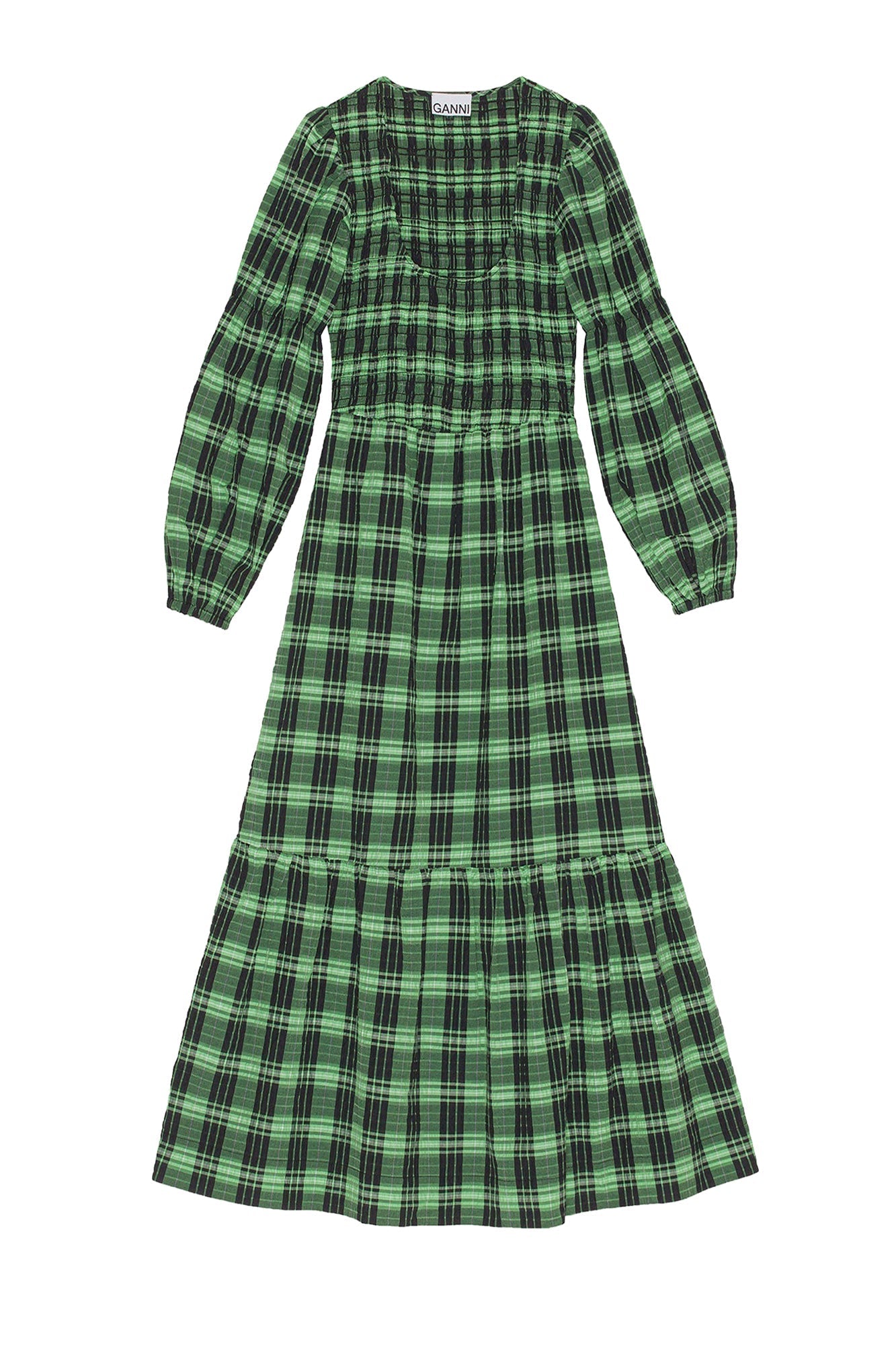 Robe longue à col rond et carreaux - Peapod