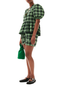 Blouse cache cœur à carreaux en crêpe - Peapod