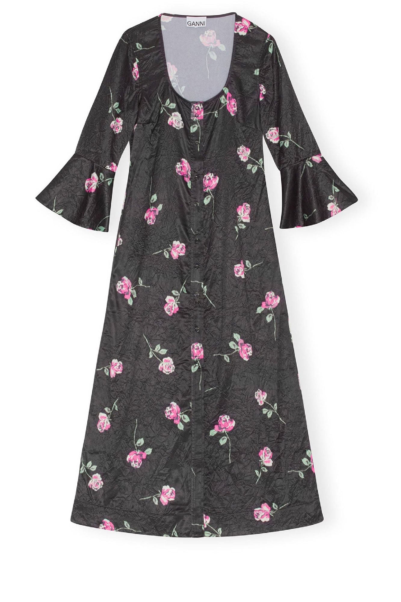 Robe longue fluide en satin - Black