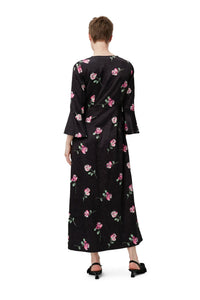 Robe longue fluide en satin - Black