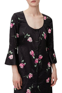 Robe longue fluide en satin - Black