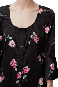 Robe longue fluide en satin - Black