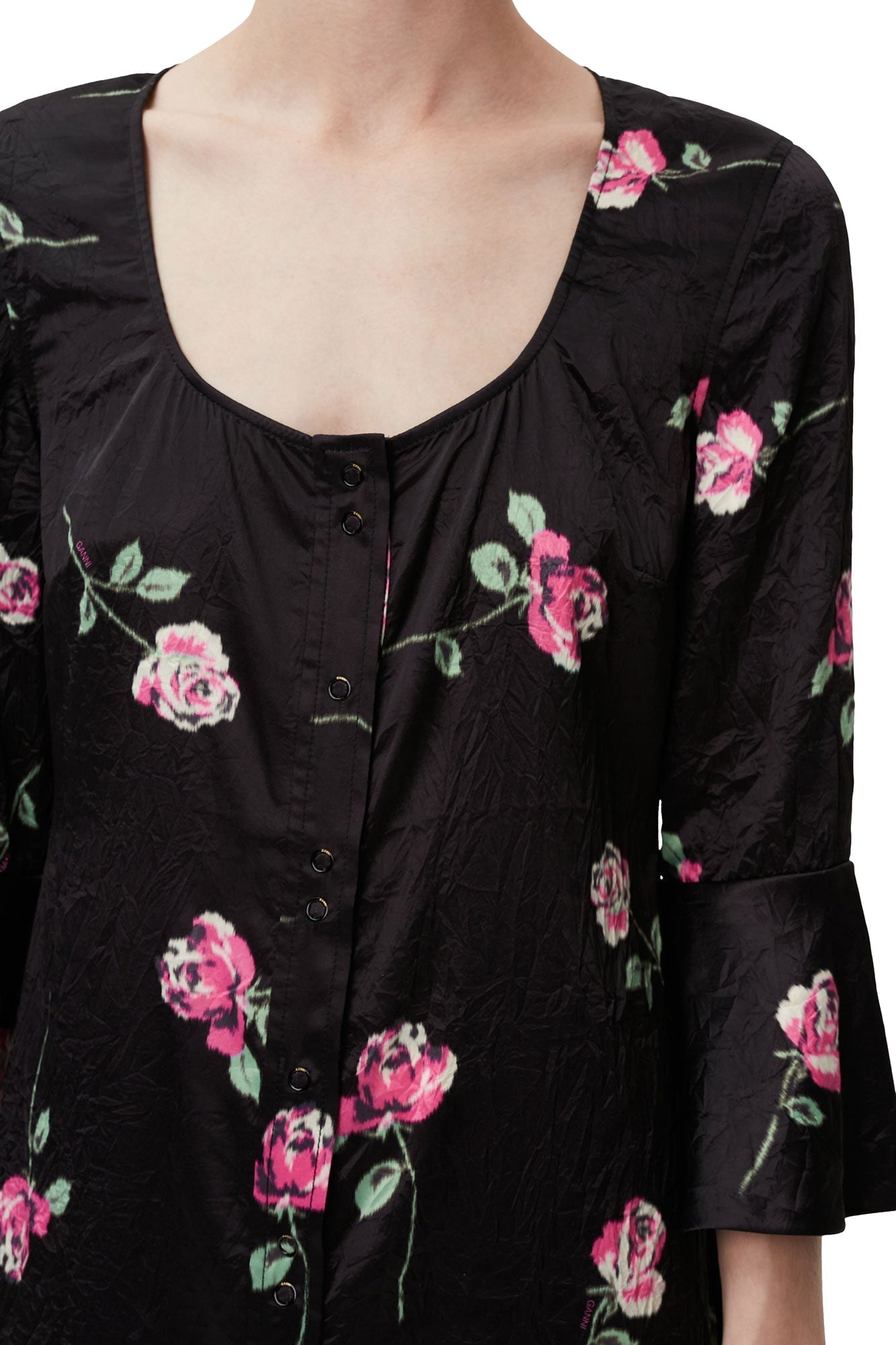 Robe longue fluide en satin - Black