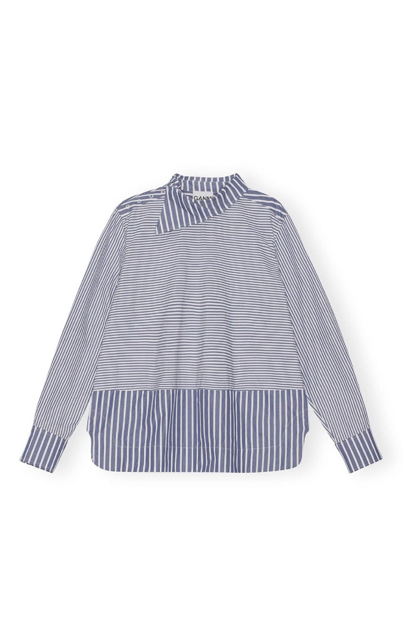 Chemisier à col rayé asymétrique - Gray Blue
