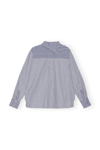 Chemisier à col rayé asymétrique - Gray Blue