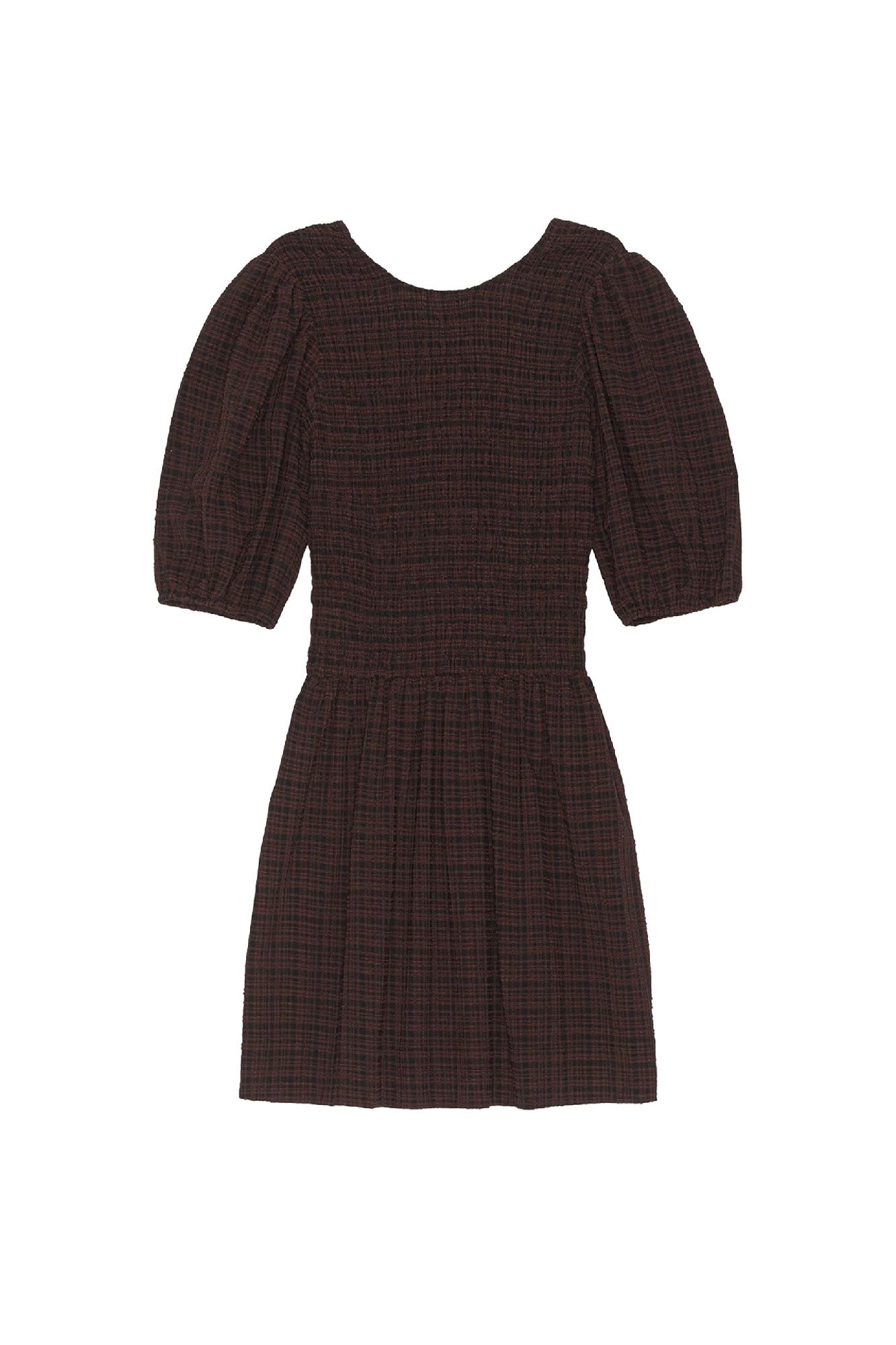 Robe courte à smocks en crêpe - Chicory Coffee