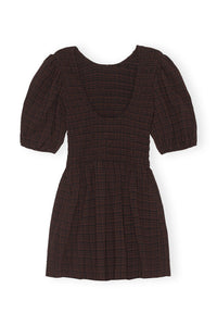 Robe courte à smocks en crêpe - Chicory Coffee