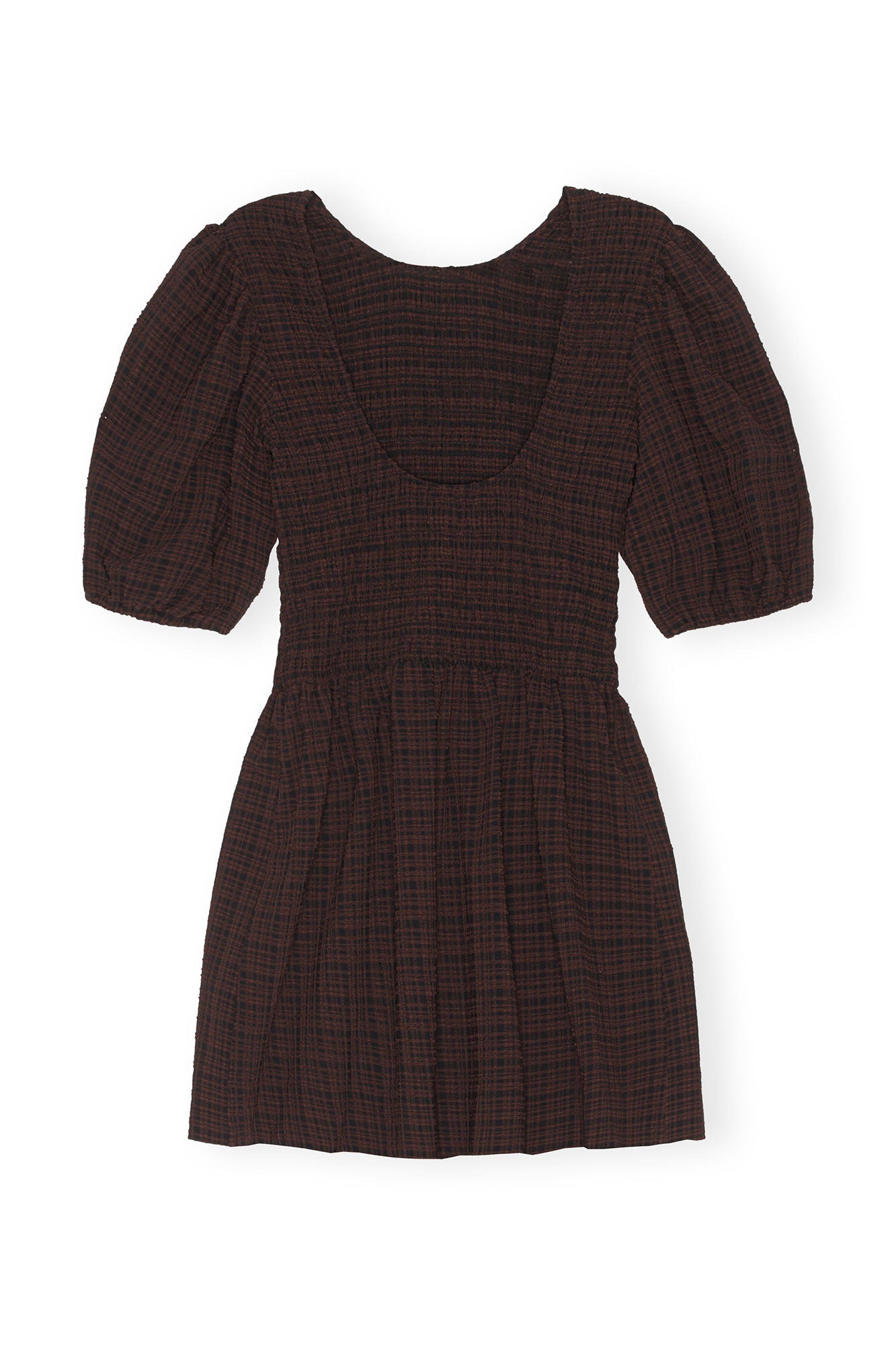 Robe courte à smocks en crêpe - Chicory Coffee