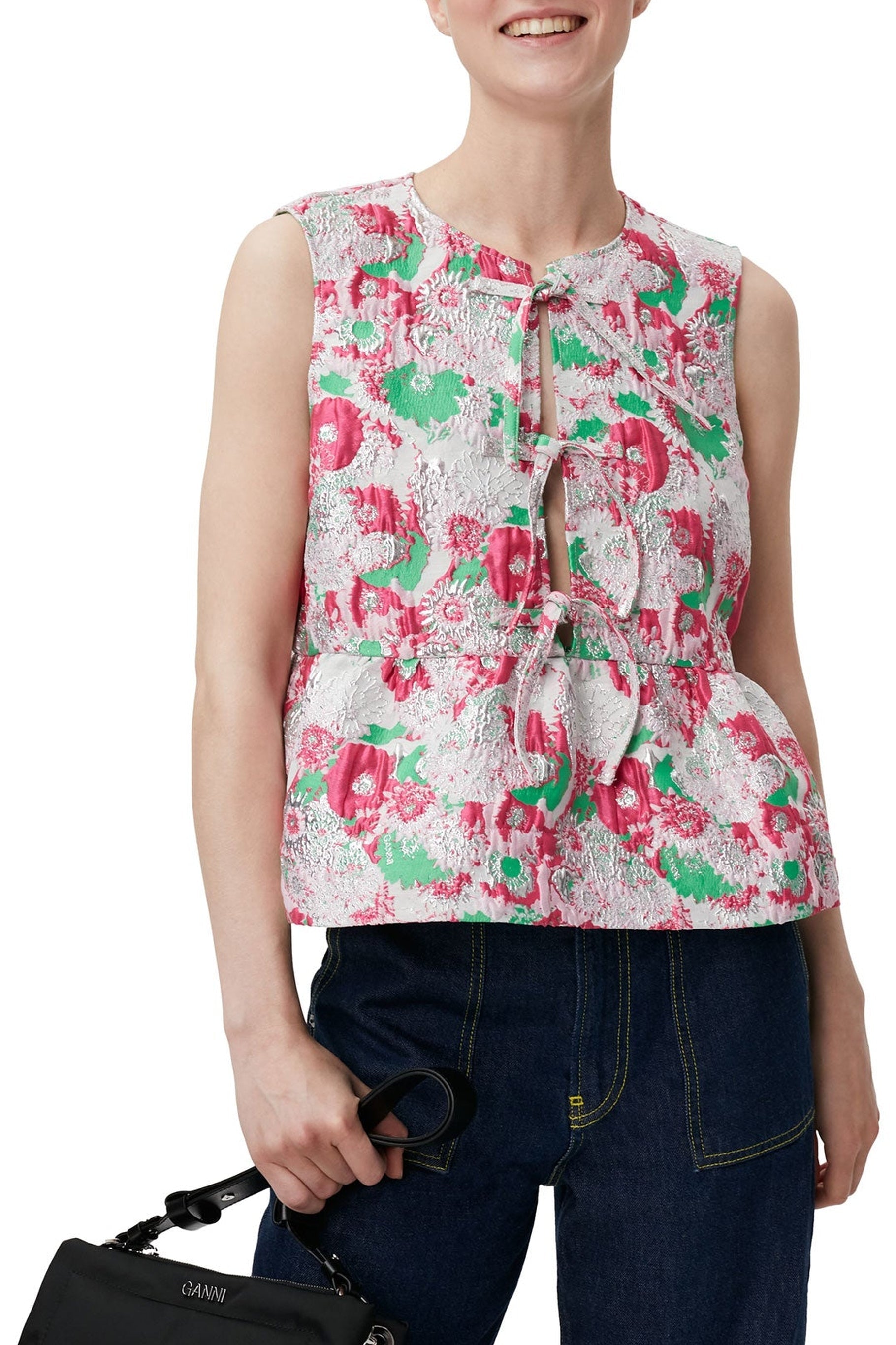 Blouse à rubans 3D en jacquard - Sugar Plum