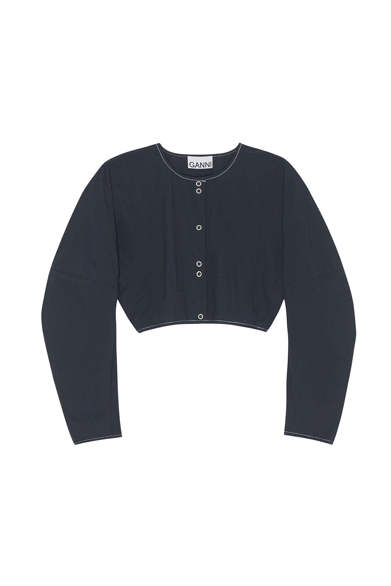 Blouse de coton à manches structurées en crêpe - Sky Captain