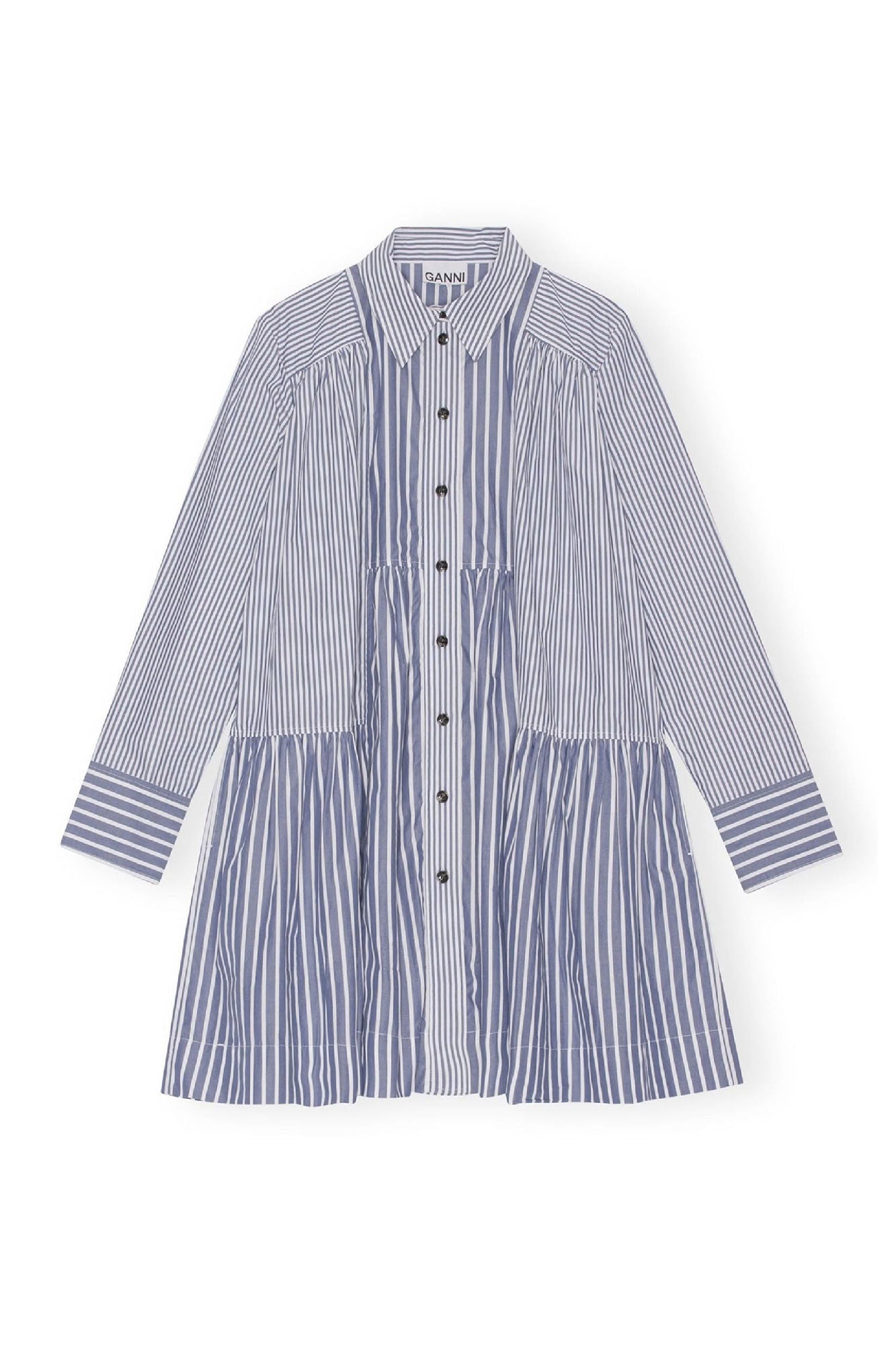 Robe chemise courte à rayures - Gray Blue