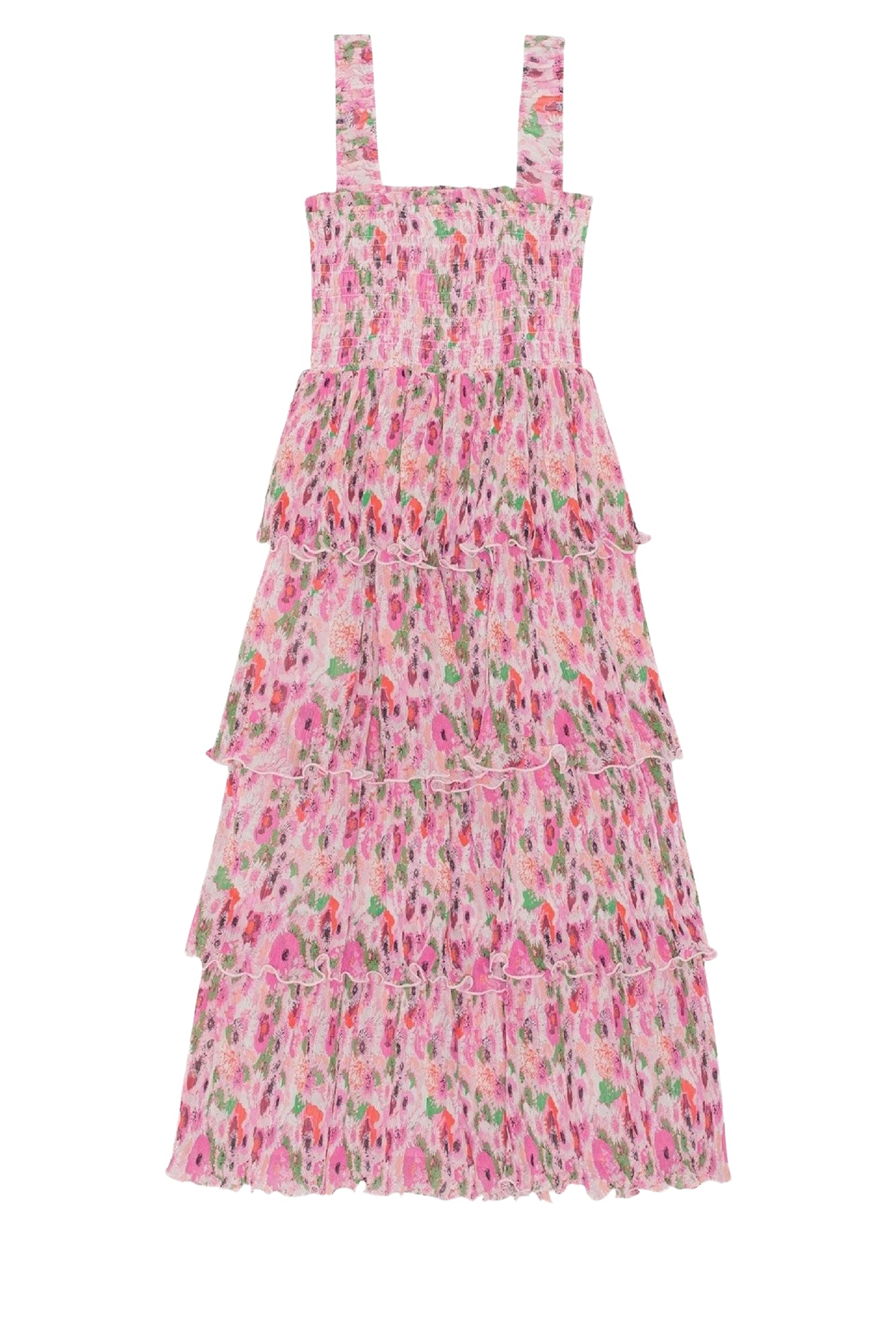 Robe midi à smocks en georgette plissée - Sugar Plum