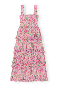 Robe midi à smocks en georgette plissée - Sugar Plum