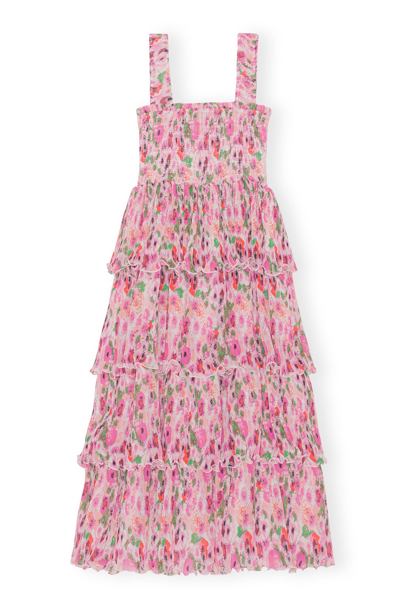Robe midi à smocks en georgette plissée - Sugar Plum