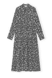 Robe superposée en crêpe imprimé - Black