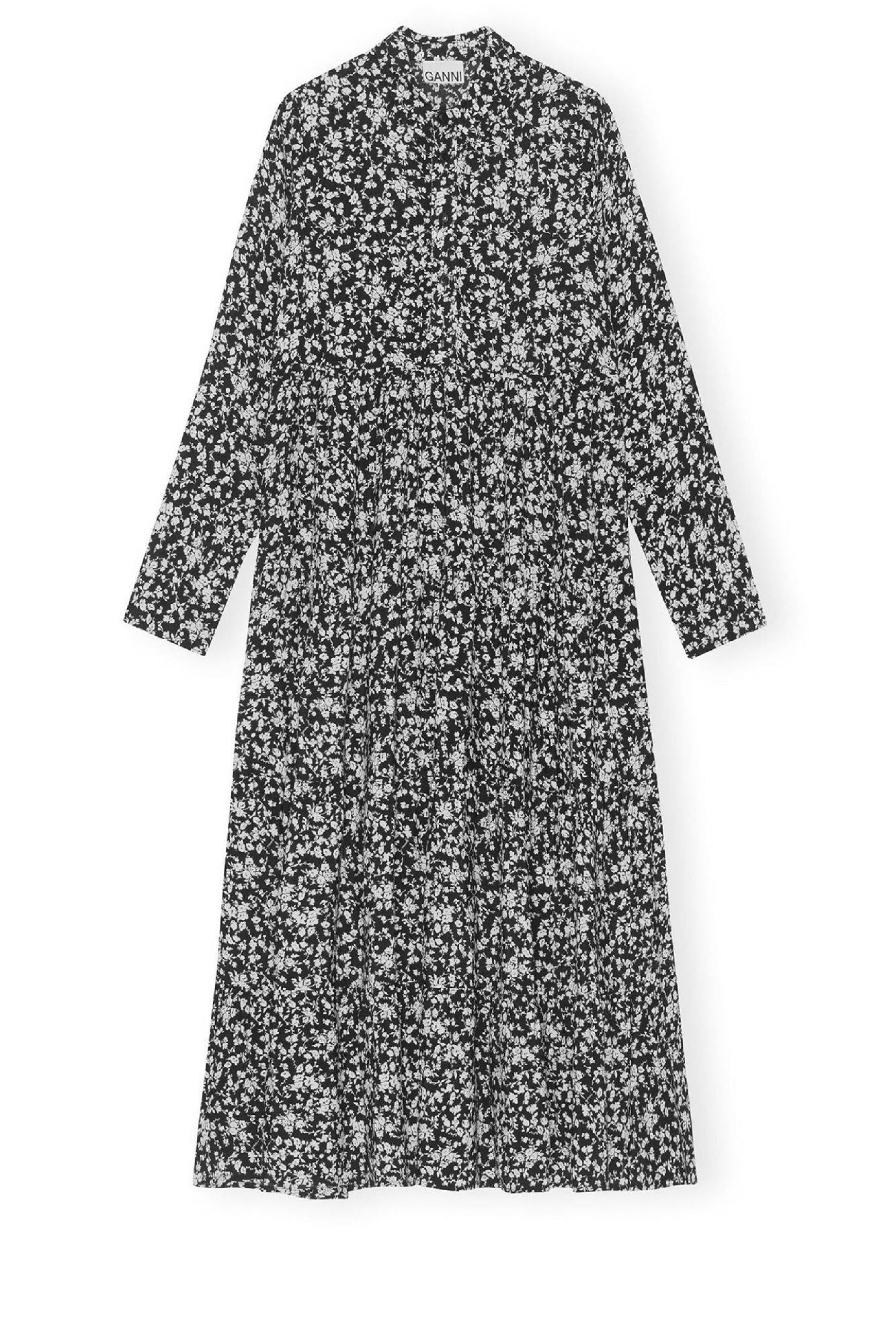 Robe superposée en crêpe imprimé - Black