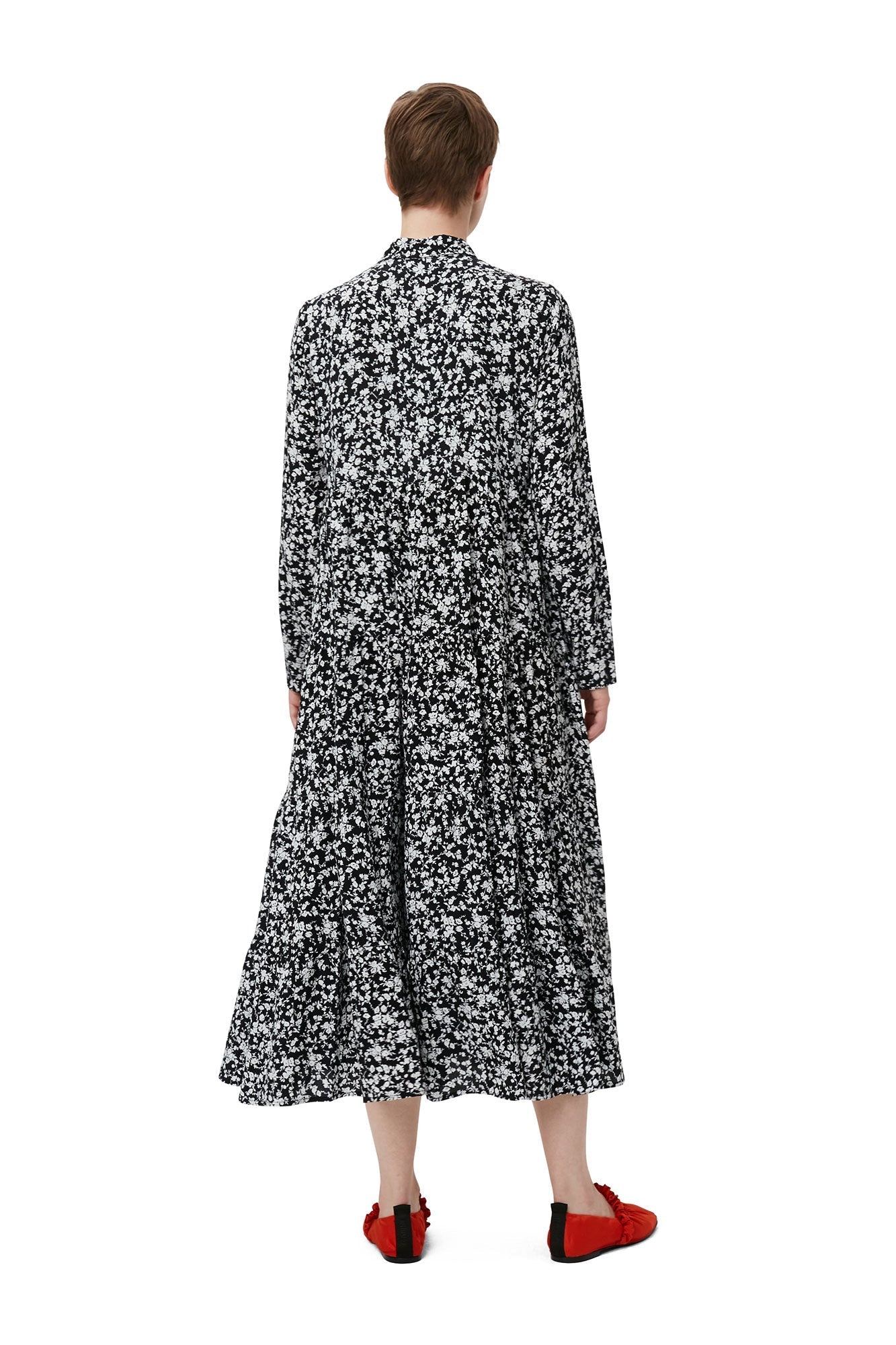 Robe superposée en crêpe imprimé - Black