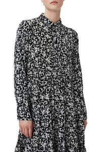 Robe superposée en crêpe imprimé - Black
